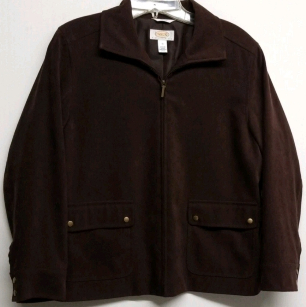 Talbots Jacket Women's Sz 10 Dark Brown Full Zip, Lined, Pockets